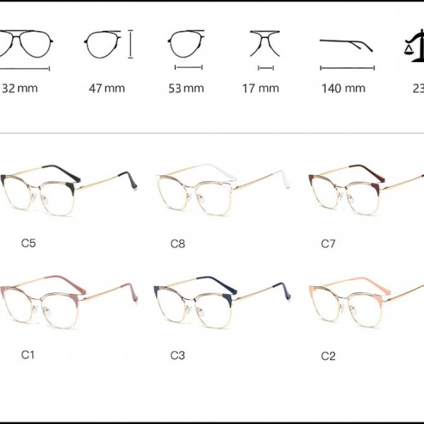 Cat Ear Simple Metal Glasses Frames Men Women Optical Fashion Computer Glasses 45892