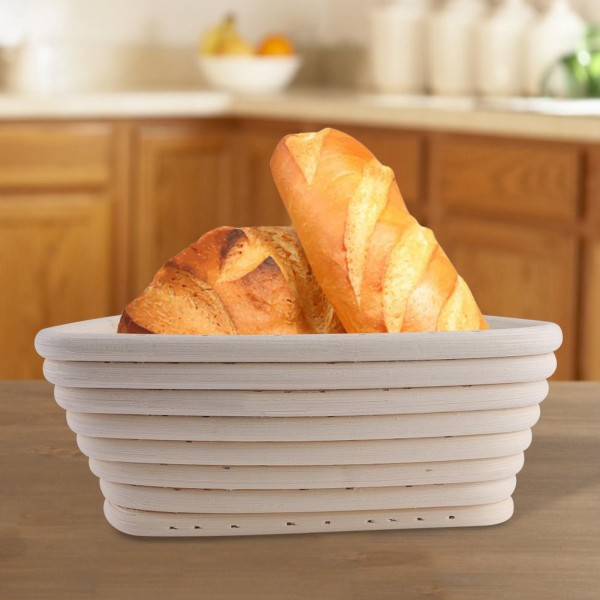TOPINCN Kitchen Long Round Dough Rattan Cookie Baking Bread Pans Proofing Proving Rattan Food Breakfast Plate Baskets Holder