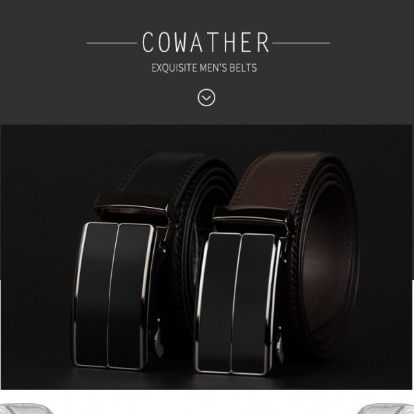 COWATHER New Arrival cow genuine leather men's belt cowhide strap for male automatic buckle belts for men alloy buckle belts