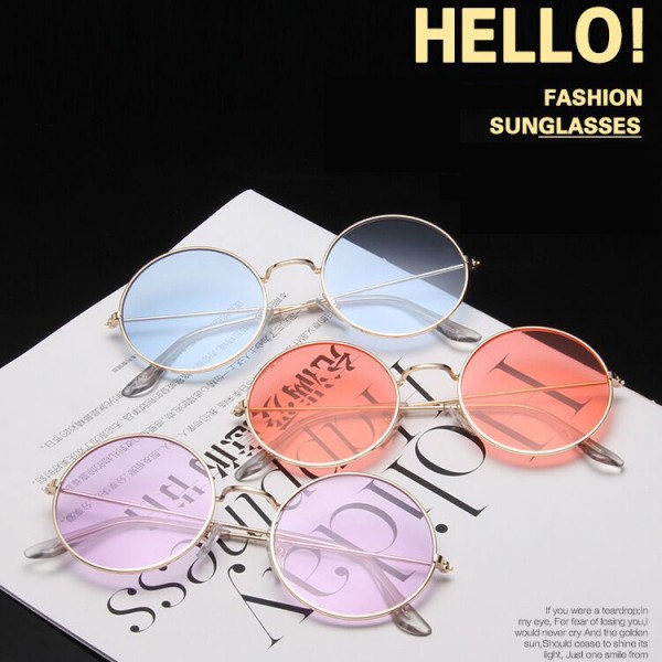 2019 Retro Round Pink Sunglasses Women Brand Designer Sun Glasses For Women Alloy Mirror Female Oculos De Sol Black