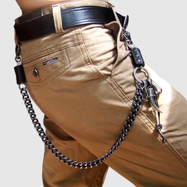 Fashionable New Belt Rock Waist Accessories Best Quality Men's Hip Hop Punk Jean Alloy Gold-plated Ox Horn Skull Pants Necklace