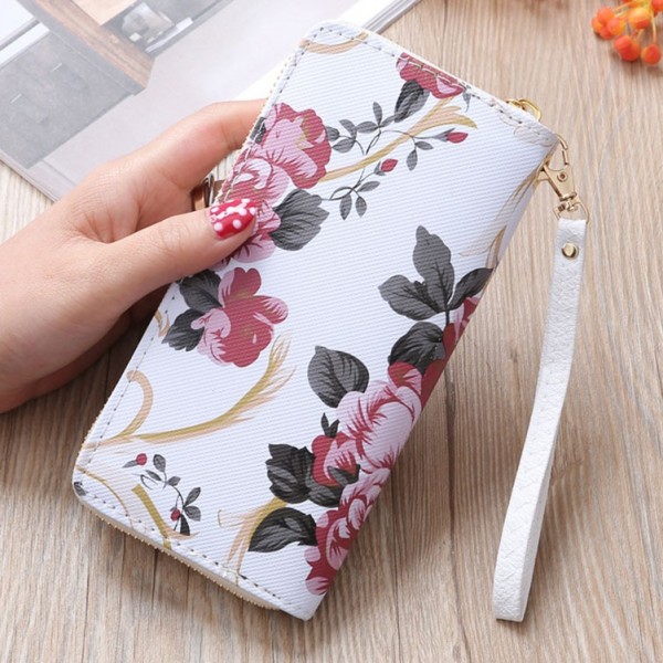 Mara's Dream 2019 Women's Rose Print Wallet Fashion Wild Double Zipper Clutch Bag Multi-card Wallet Purse
