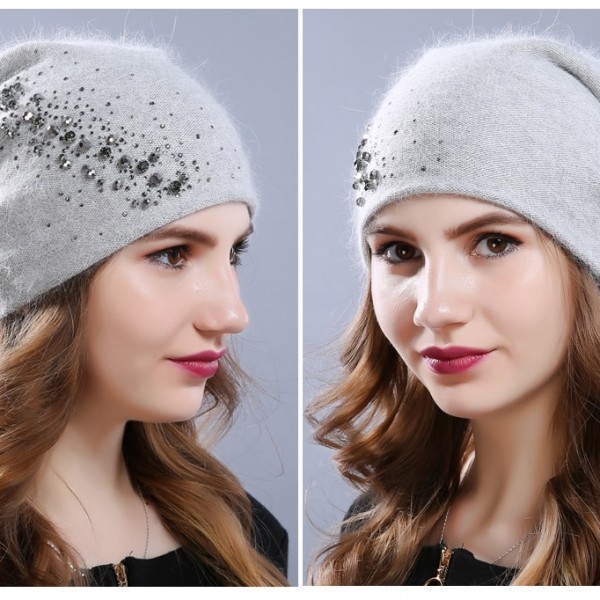 VEITHDIA Women's Hats Female Cashmere Casual Autumn Winter Brand New Crystal Double Layer Thick Knitted Girls Skullies Beanies