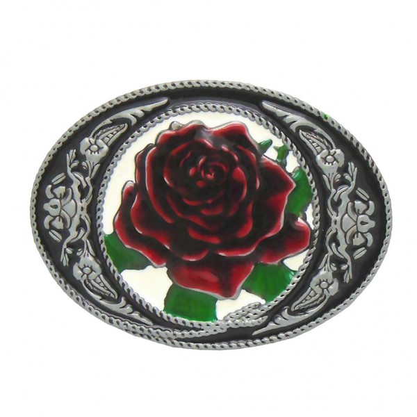 Big Red Rose Western Zinc Alloy Belt Buckle Cowgirl Women Ladies Gift