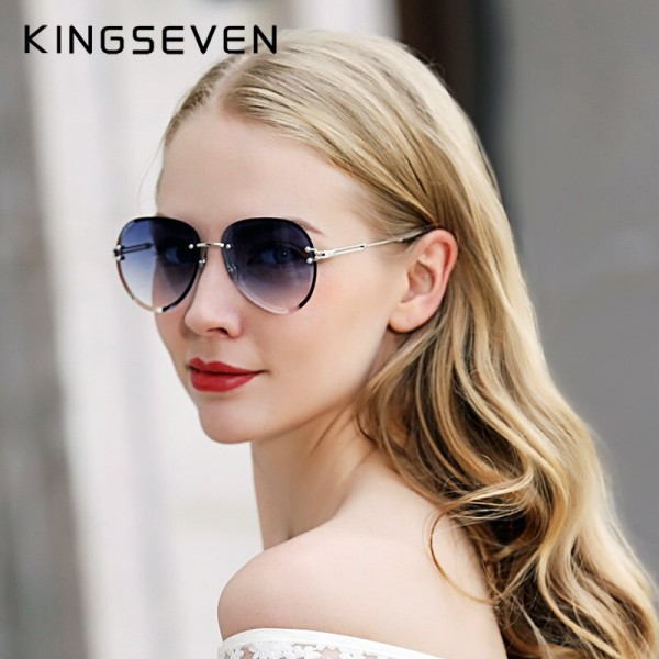 KINGSEVEN 2019 DESIGN Vintage Fashion Sun glasses Rimless Women Sunglasses Gradient Lens Brand Designer Oculos De Sol Feminino