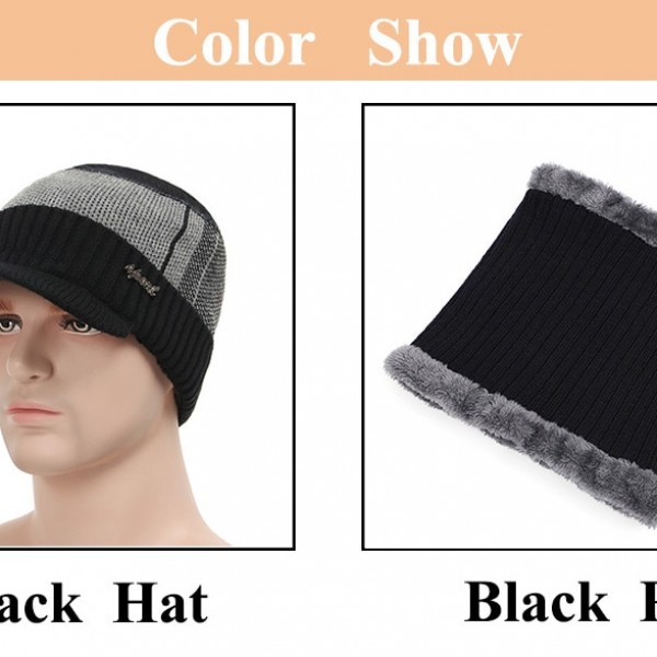 Winter Beanie Hat For Men Knitted Hat Winter Cap Beanie Men Thick Wool Neck Scarf Cap Balaclava Mask Bonnet Knitted Hats Gorras