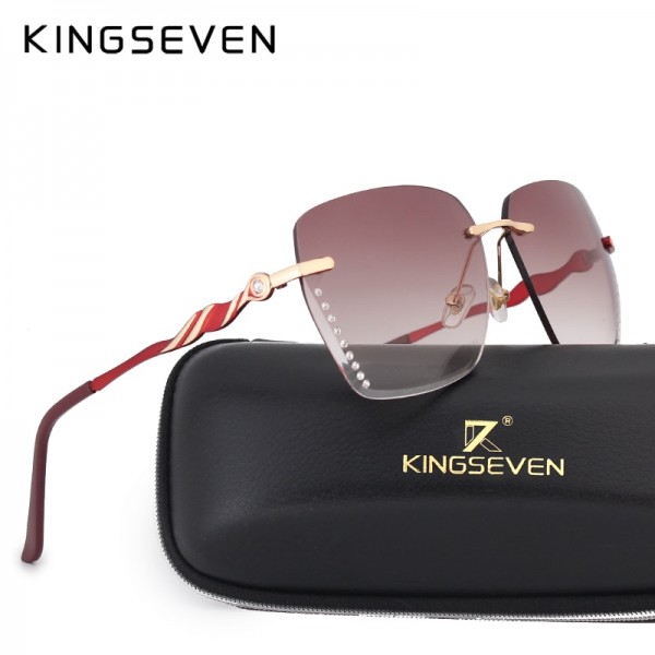 KINGSEVEN Sunglasses For Women Square Rimless elegant Brand Designer Fashion Shades Sun Glasses With Box