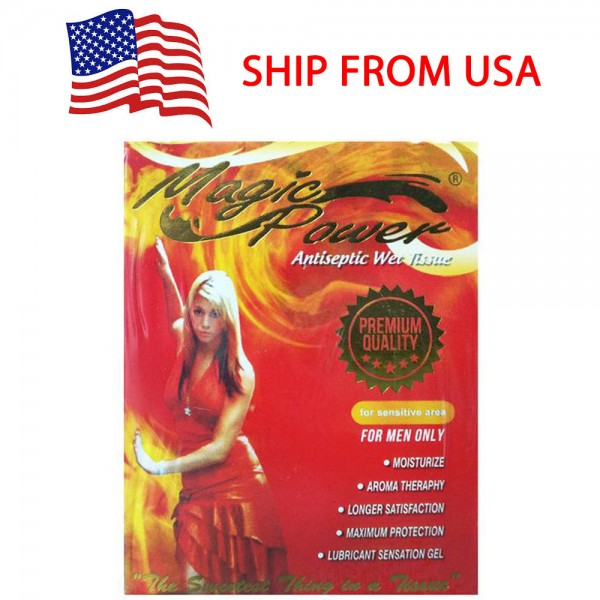2 Packs - Magic Power Antiseptic Wet Tissue for Men - Prolong Ejaculation Delay - Last Longer, Sexual Improve - SHIP FROM USA