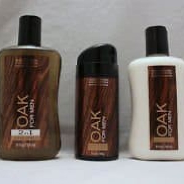 Bath & Body Works Oak for Men 2 in 1 Hair+Body Wash,Lotion, and Spray Set