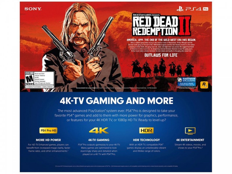 PlayStation 4 Pro 1TB Bundle- Red Dead Redemption 2