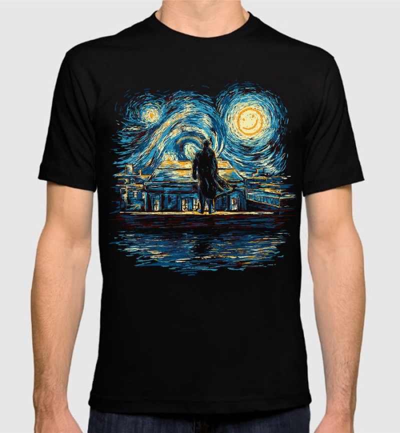 Sherlock Starry Night T-shirt Van Gogh Combo Men's  T Shirt
