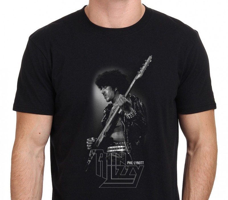 THIN LIZZY Phil Lynott Retro Rock Black  T Shirt