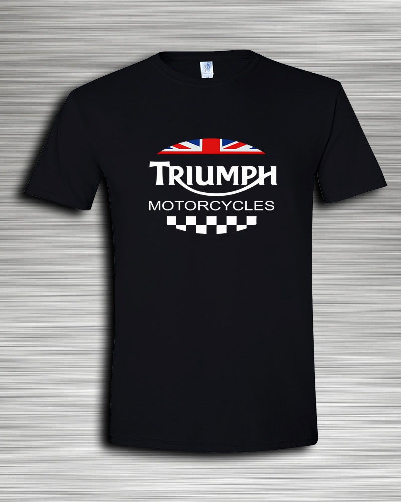 Triumph Motorcycles British UK Flag Motorbikes Biker Black  T Shirt