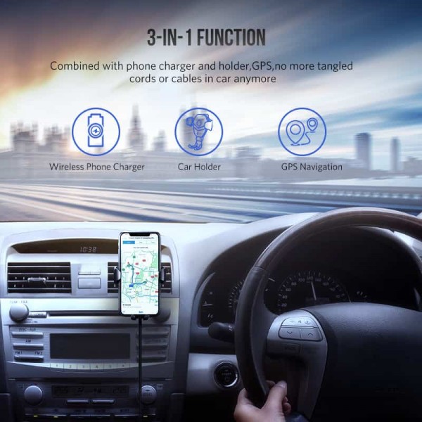 Ugreen Car Mount Qi Wireless Charger for iPhone XS X XR 8 Fast Wireless Charging for Samsung Galaxy S9 S8 Car Phone Holder