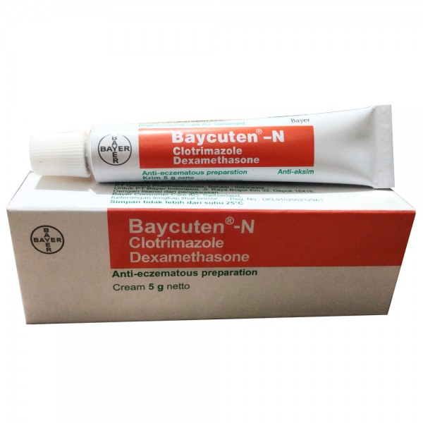2 Tubes x Baycuten -N Cream Clotrimazole + Dexamethasone for Anti Eczema