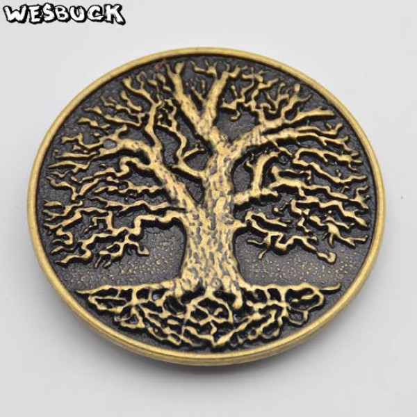 The tree belt buckle Lush tree Round buckle Alloy belt accessories