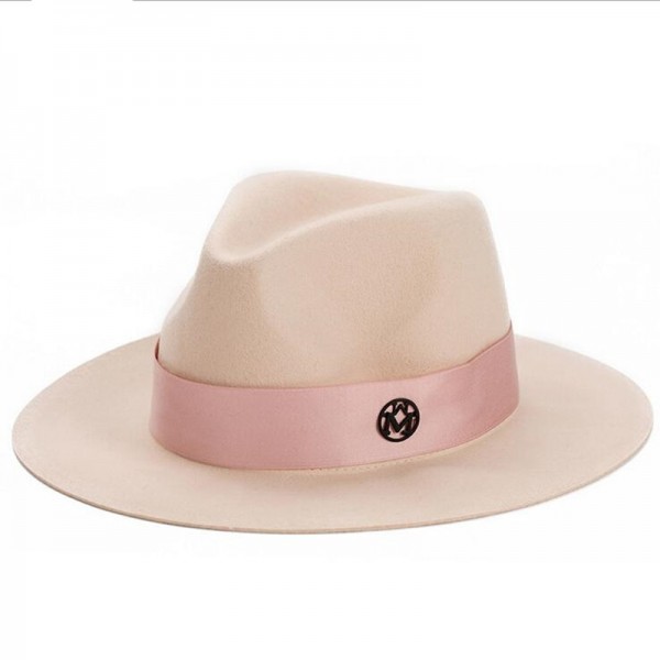 oZyc Ladies pink wool feodra hat winter womens M letter wool Jazz fedoras pink hat for women large brim cowboy panama fedoras